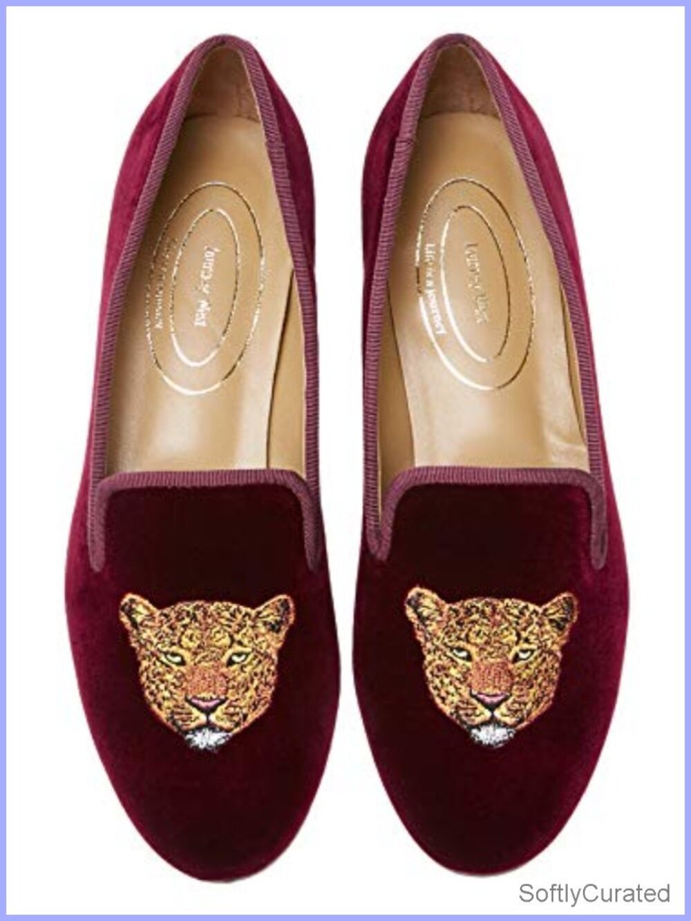 Velvet Loafer Flat with Embroidery & Goat Leather Insole Slip-On